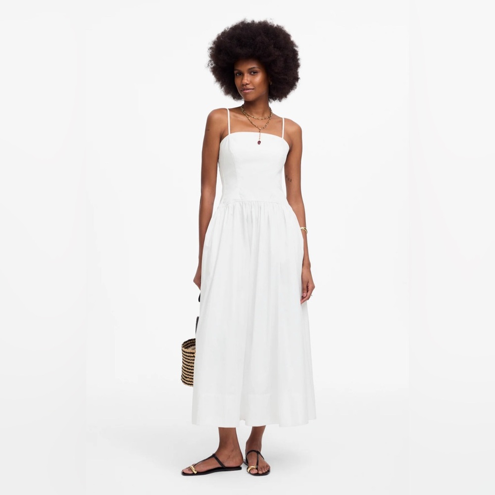 Madewell White Spaghetti-Strap Maxi Dress